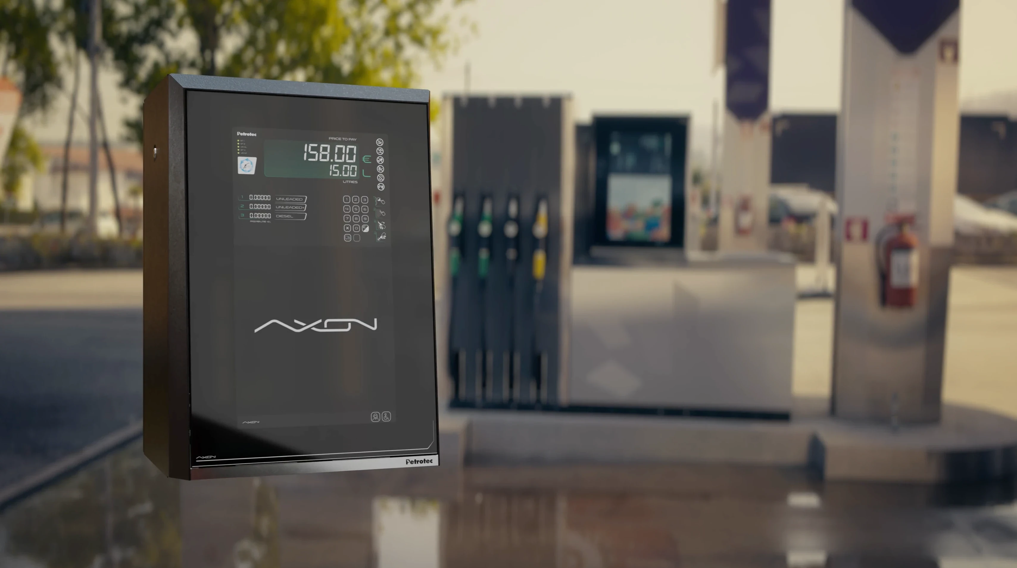 Axon pump unit at station, screen in standby mode