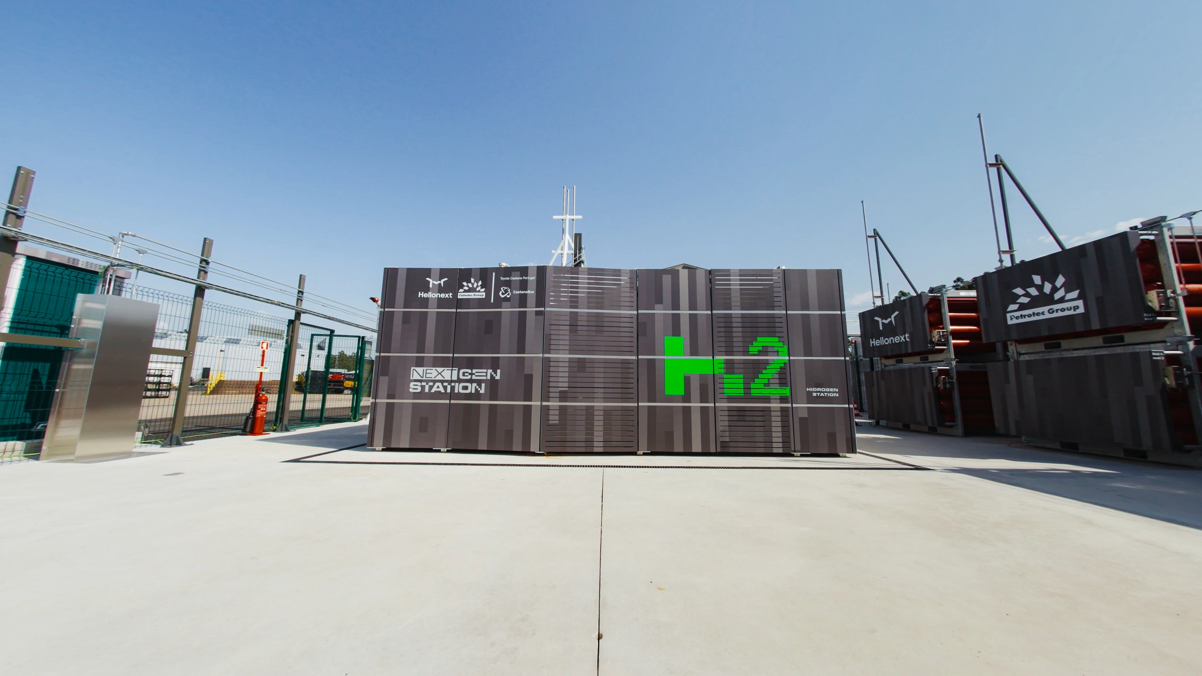 Next Gen Station CORE H2 system with camouflage wrap, ground-level view